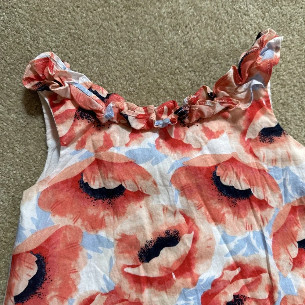 Janie and Jack Bright Mix Poppy Print Ruffle Dress Girls‎ Size 3 GUC